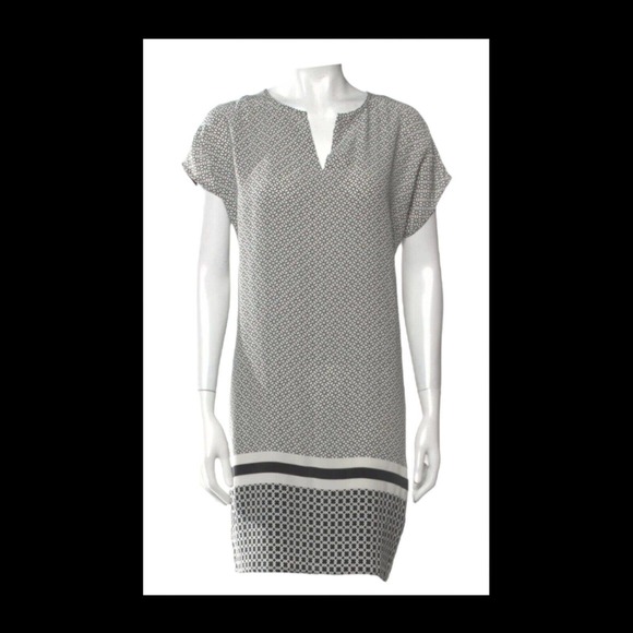 Small Cynthia Rowley 100% Pure Printed Silk Shift Dress Black White Spri… - Picture 14 of 15